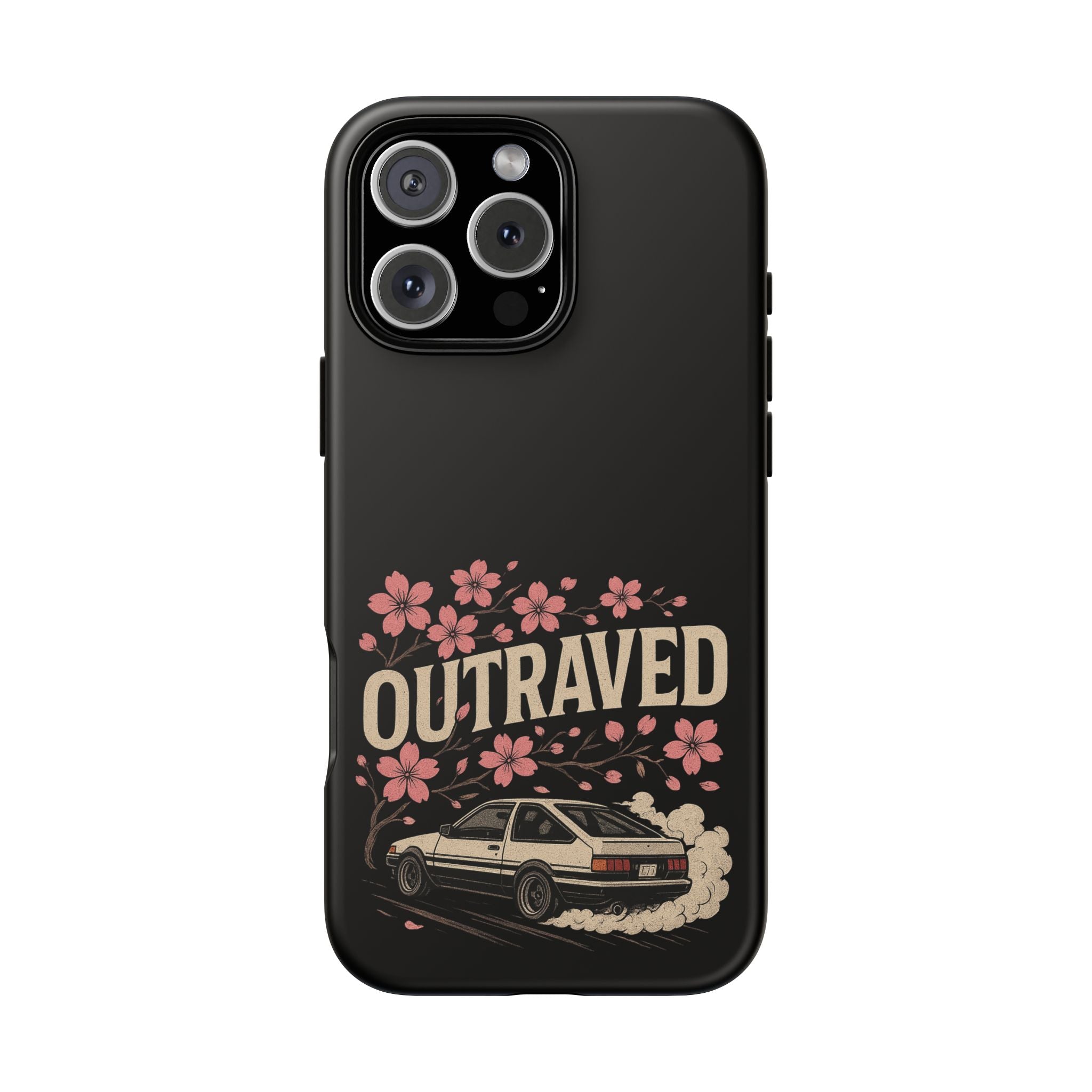 Phone Case — “Outraved” Drift Car Graphic with Cherry Blossoms