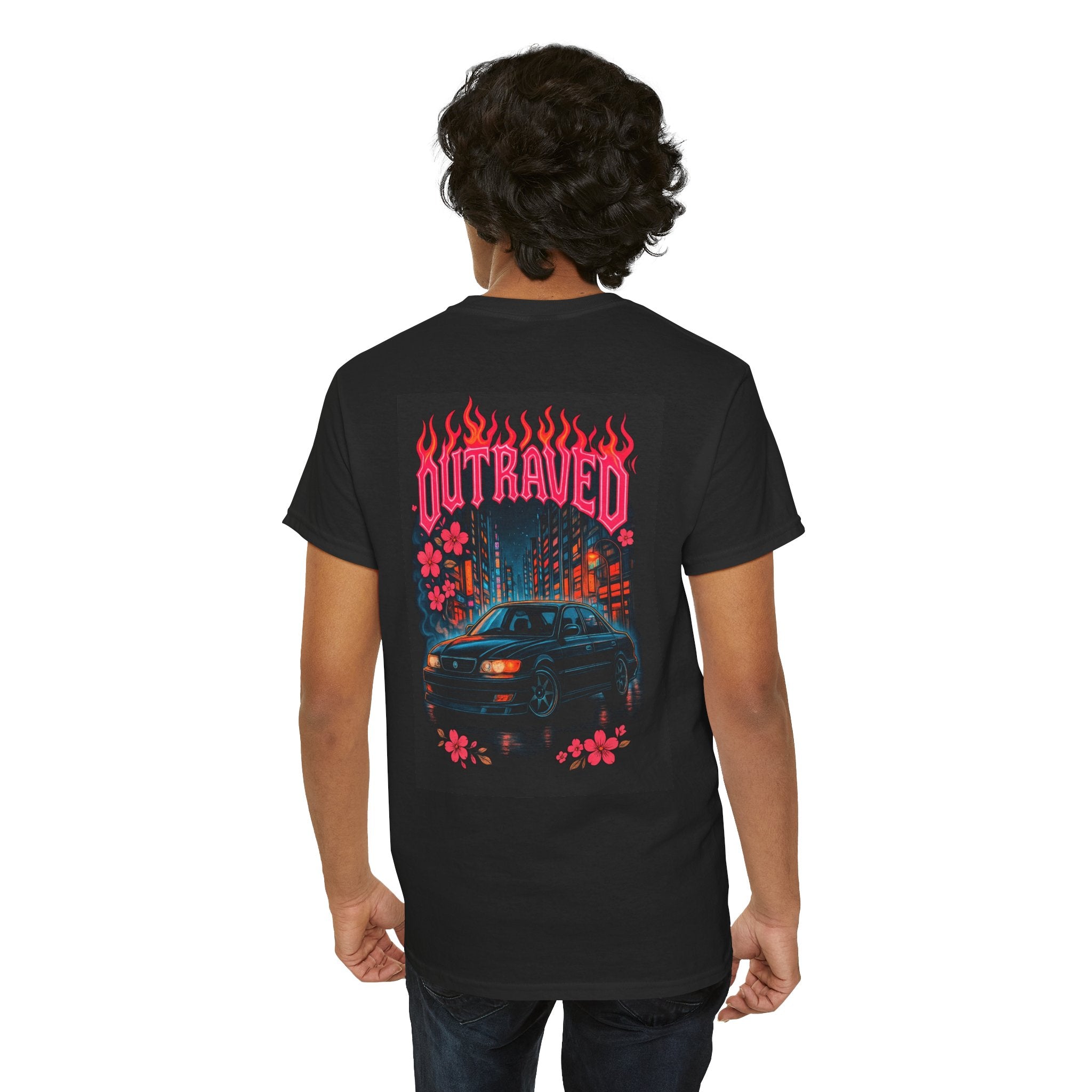 A Outraved Night Car Tee — Retro Neon Racing Graphic T-Shirt