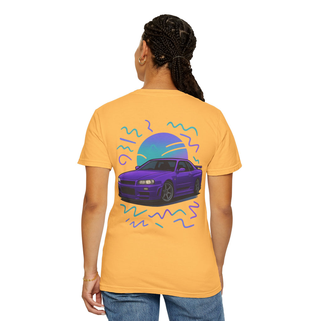 A Retro Skyline R34 T-Shirt — Purple JDM Car Graphic Tee