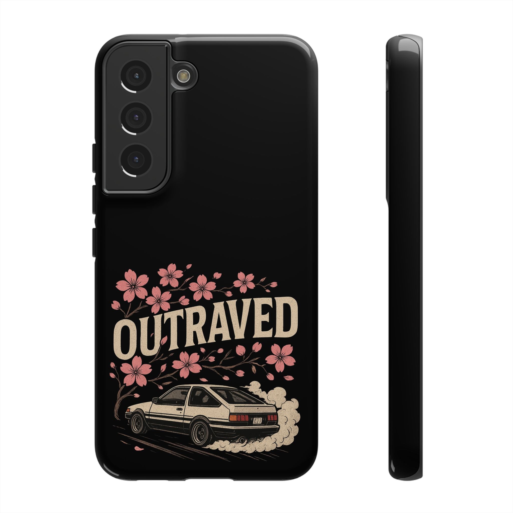 Phone Case — “Outraved” Drift Car Graphic with Cherry Blossoms
