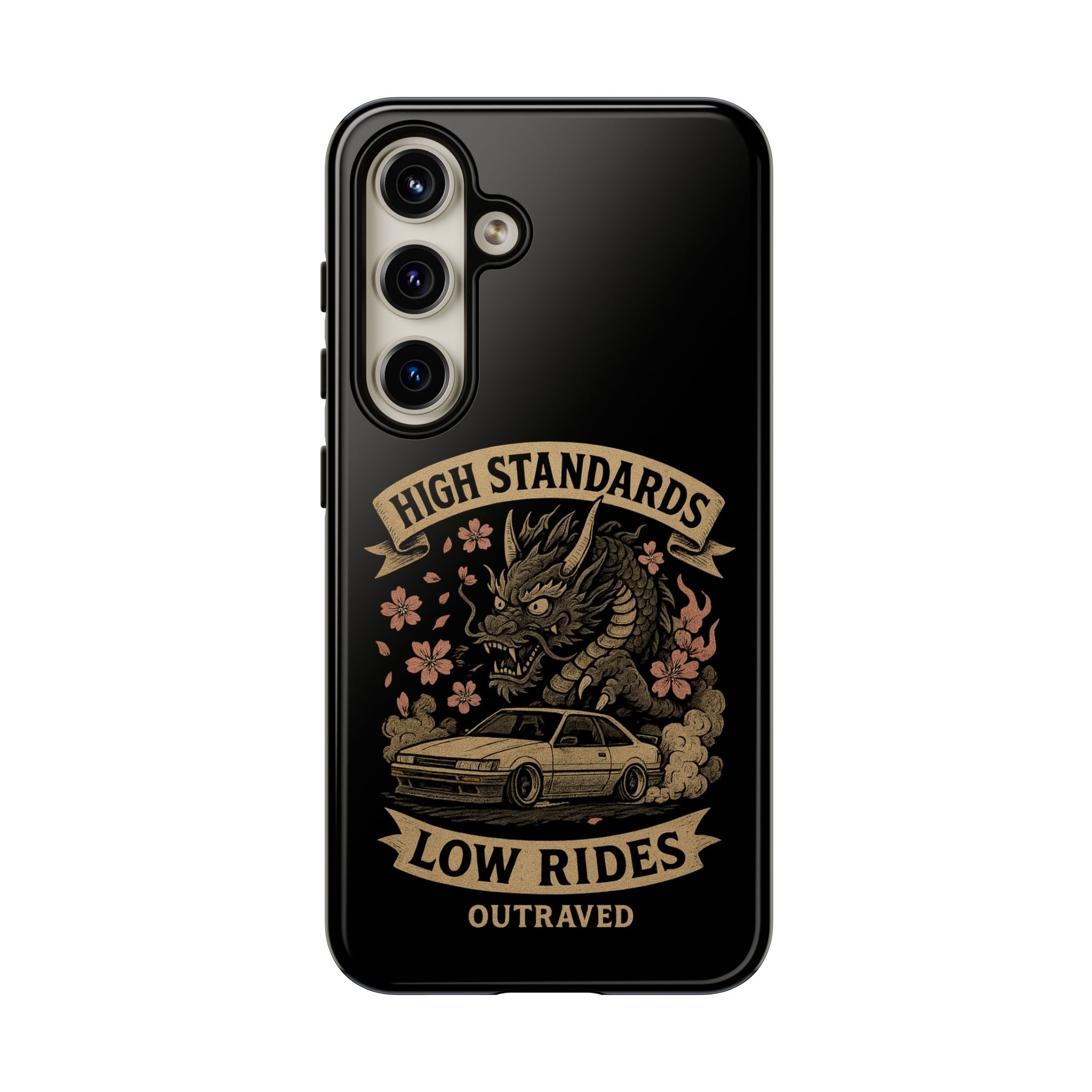 Phone Case — "High Standards Low Rides" Retro Dragon Car Design