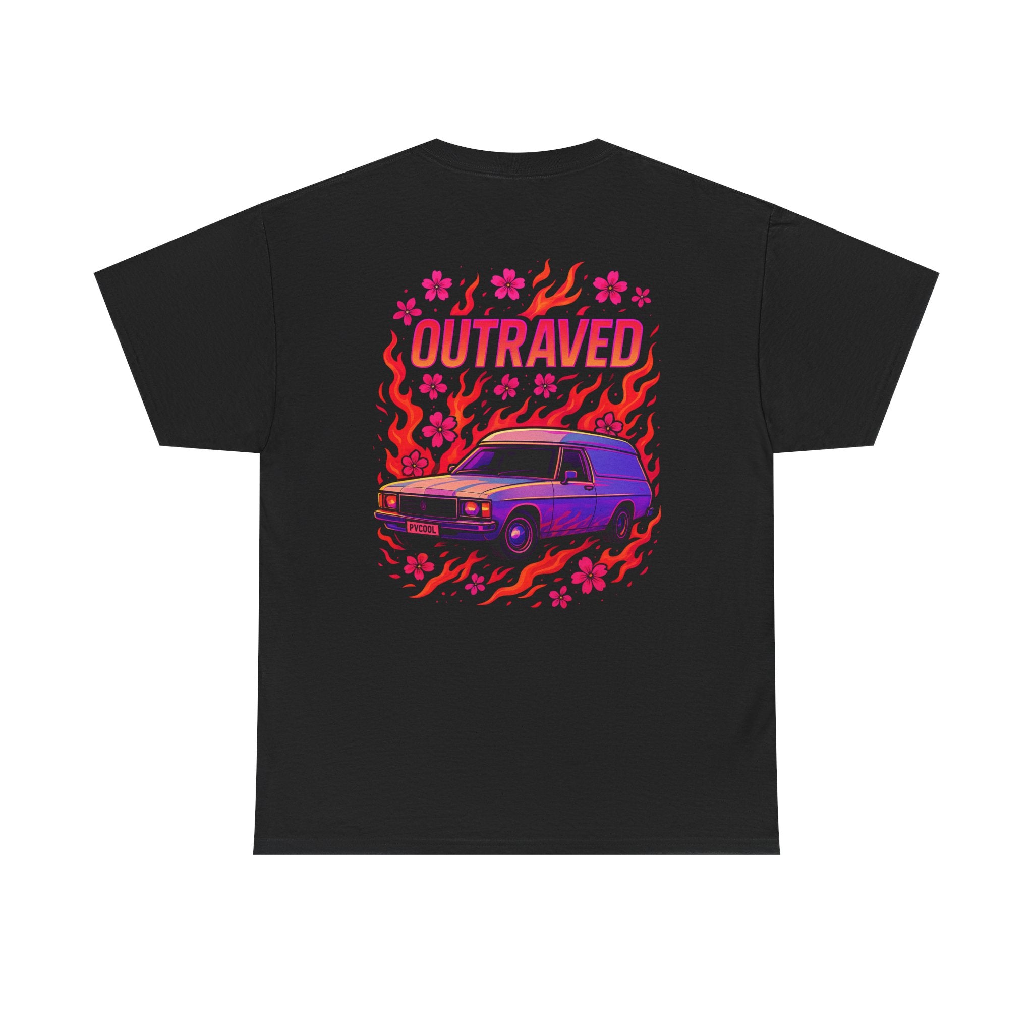 Outraved Car Flames T-Shirt — Retro Van Gogh-Inspired Graphic Tee