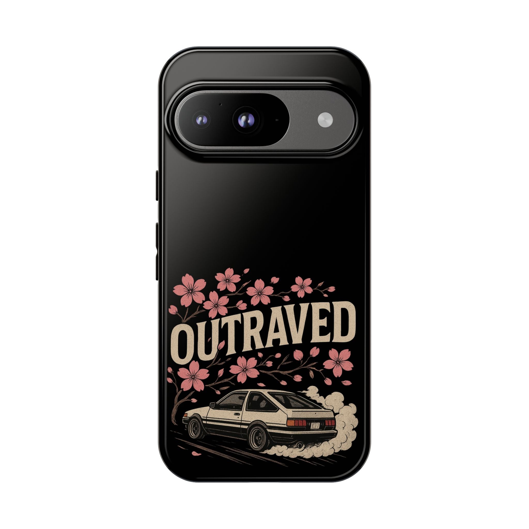 Phone Case — “Outraved” Drift Car Graphic with Cherry Blossoms
