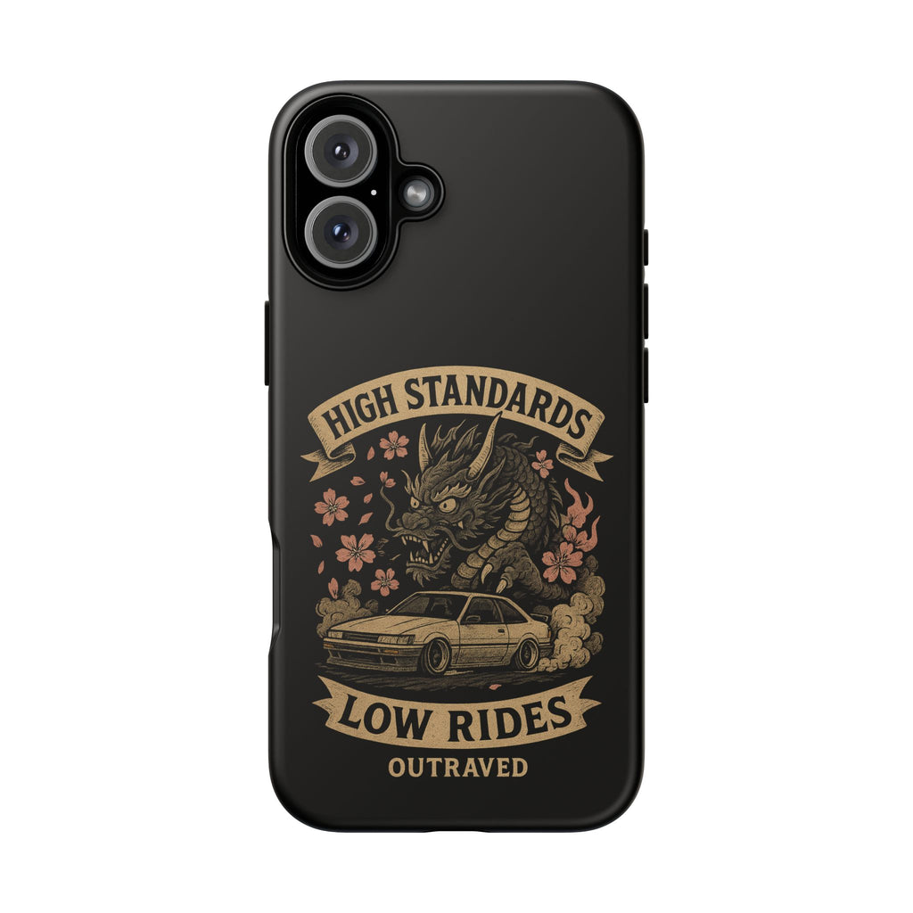 Phone Case — "High Standards Low Rides" Retro Dragon Car Design