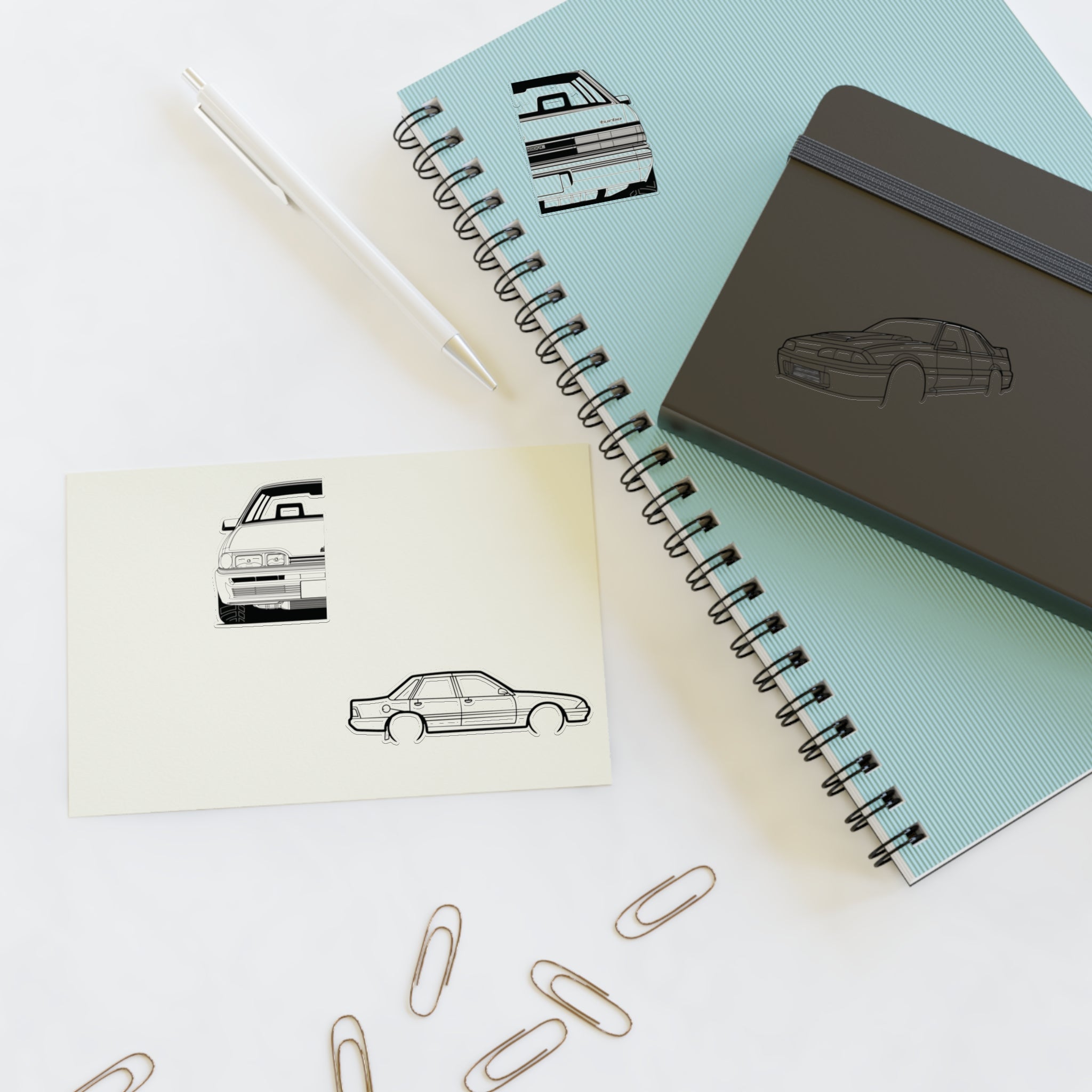 Stickers Fully sick vl brah Line Art Sticker Sheet — Retro Car Outline Decals