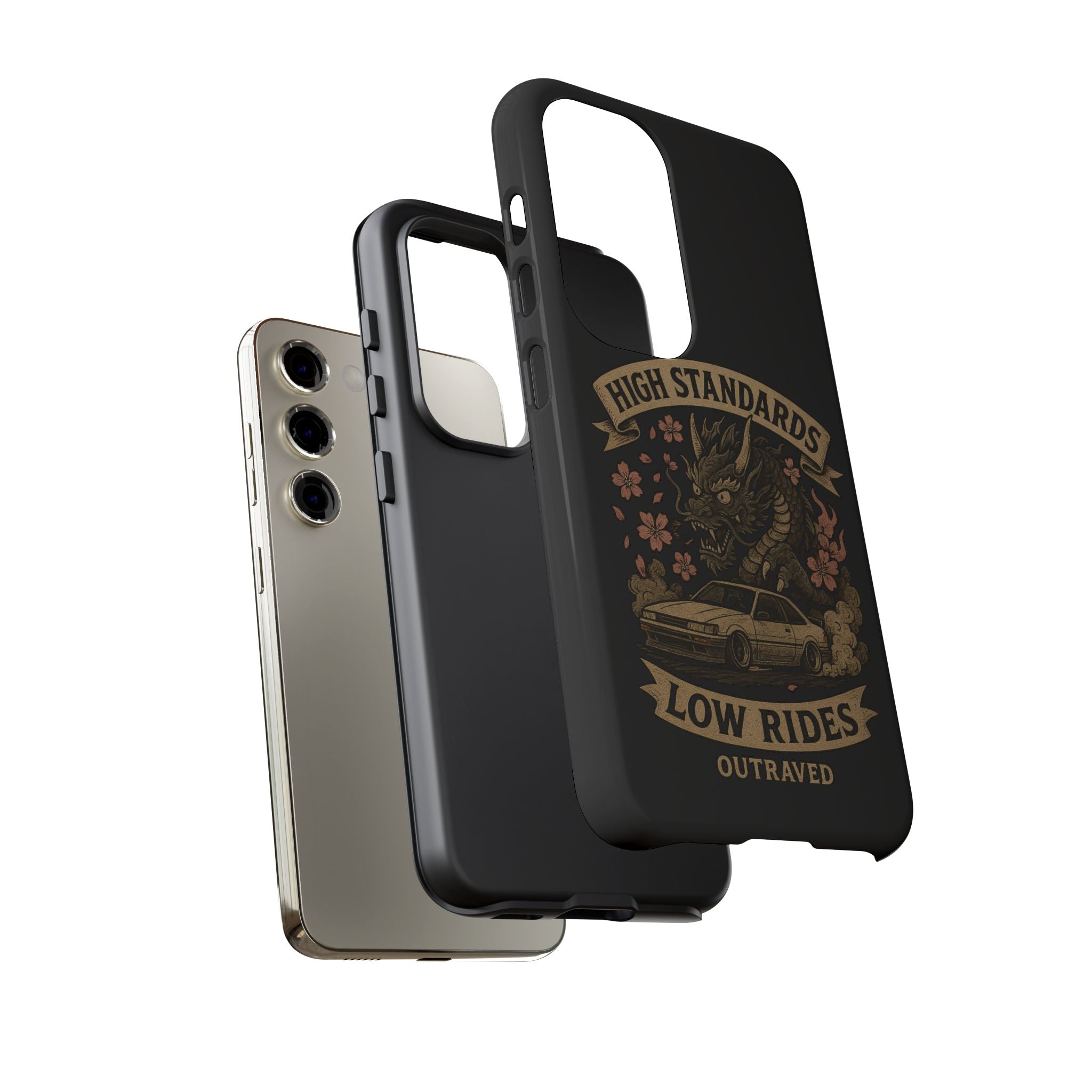 Phone Case — "High Standards Low Rides" Retro Dragon Car Design