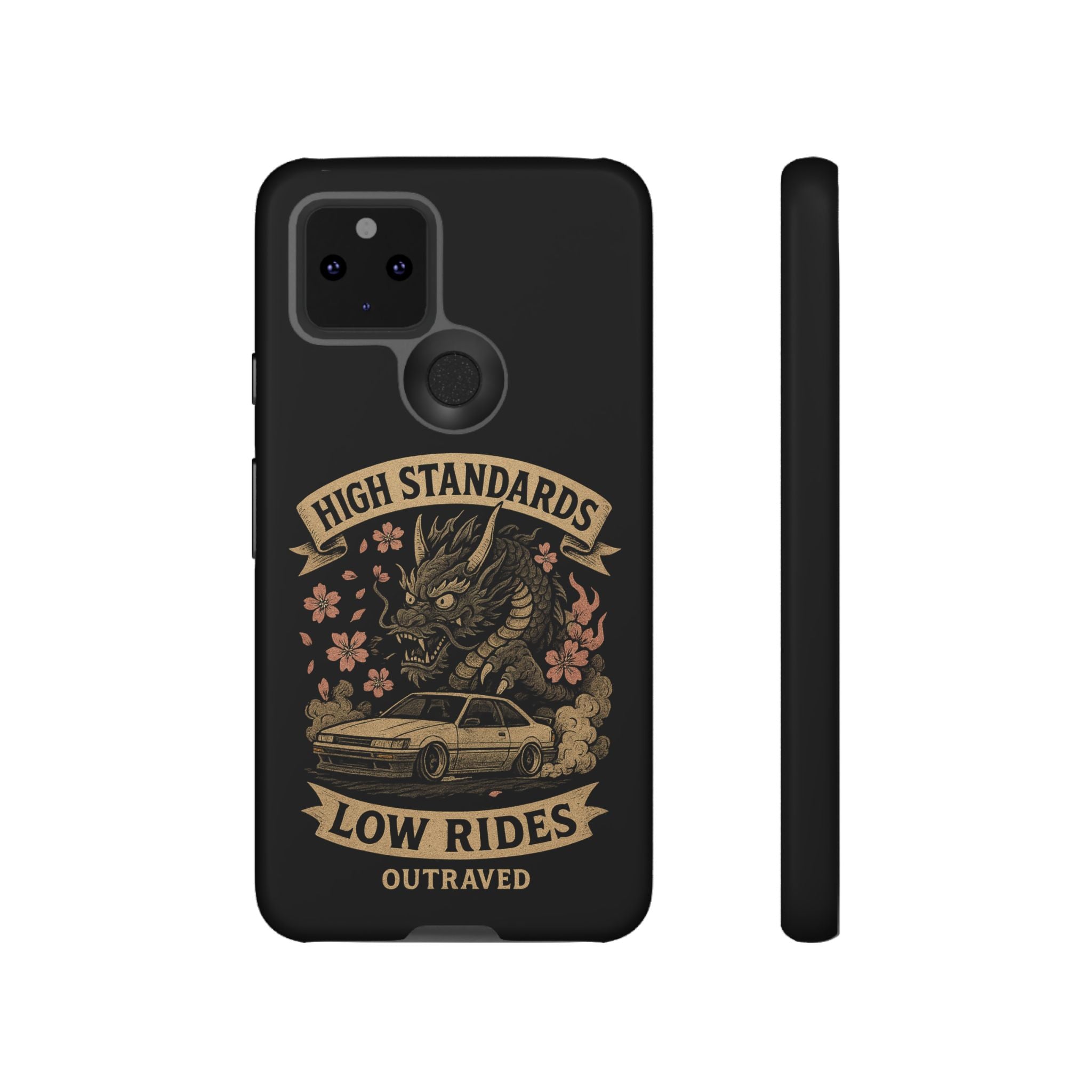 Phone Case — "High Standards Low Rides" Retro Dragon Car Design