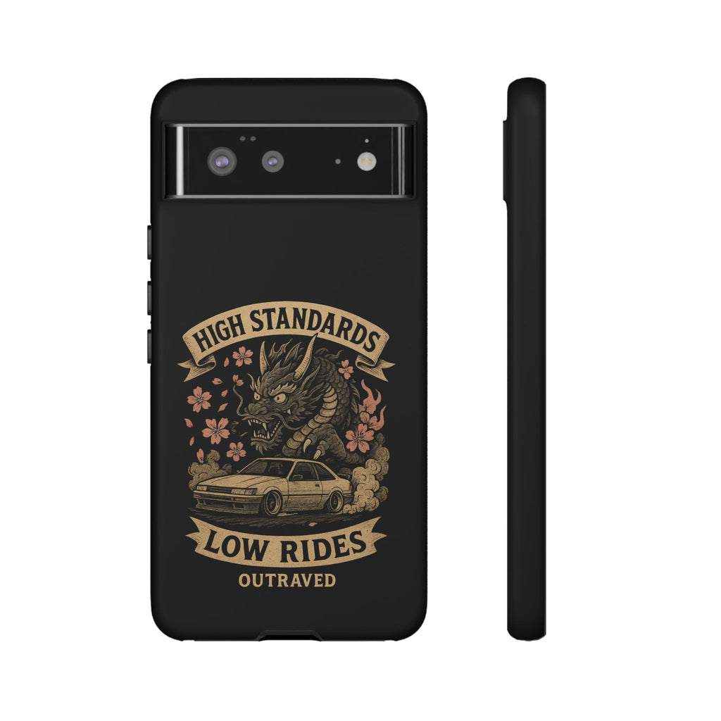 Phone Case — "High Standards Low Rides" Retro Dragon Car Design