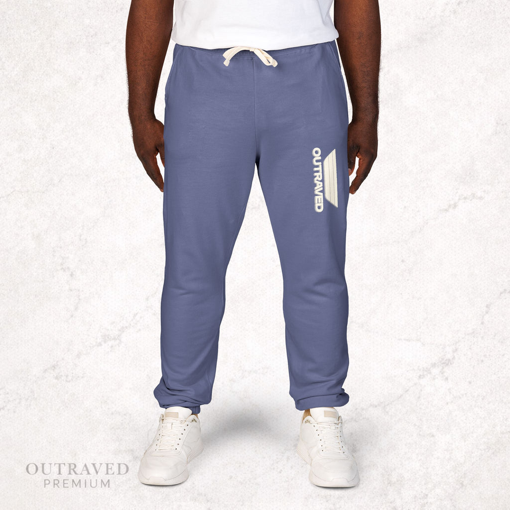 Garment-Dyed Fleece Sweatpants — Olive Joggers with White Side Logo
