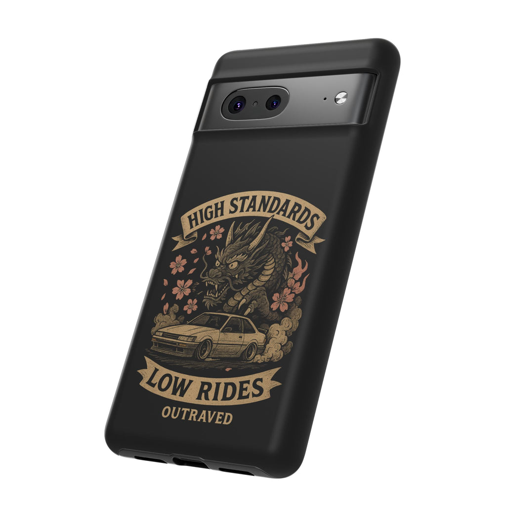 Phone Case — "High Standards Low Rides" Retro Dragon Car Design