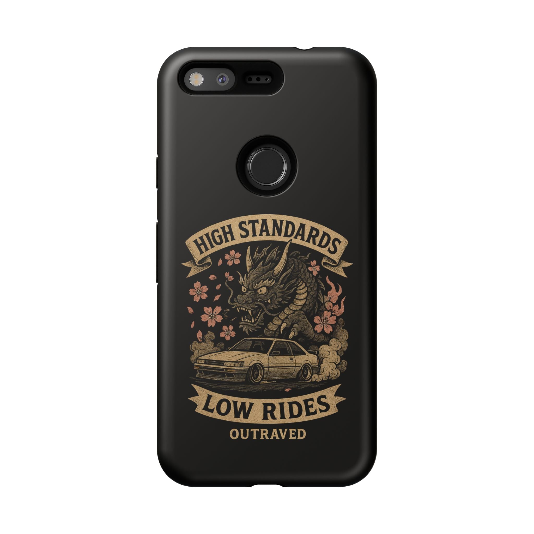 Phone Case — "High Standards Low Rides" Retro Dragon Car Design