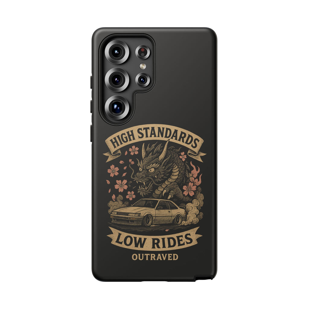 Phone Case — "High Standards Low Rides" Retro Dragon Car Design