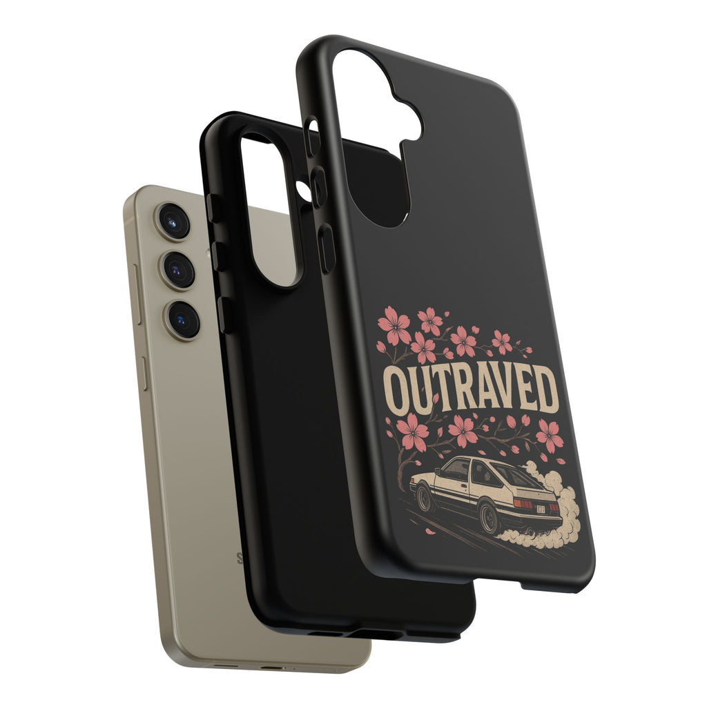 Phone Case — “Outraved” Drift Car Graphic with Cherry Blossoms