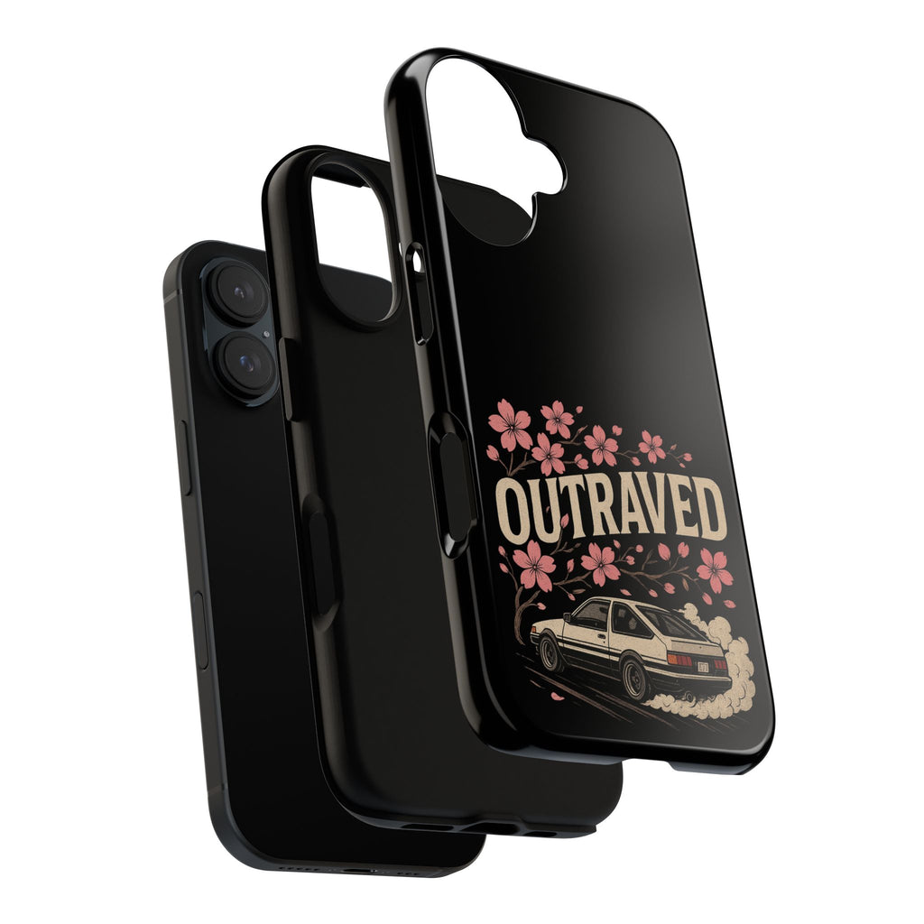 Phone Case — “Outraved” Drift Car Graphic with Cherry Blossoms