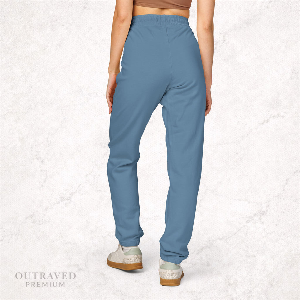 Garment-Dyed Fleece Sweatpants — Olive Joggers with White Side Logo