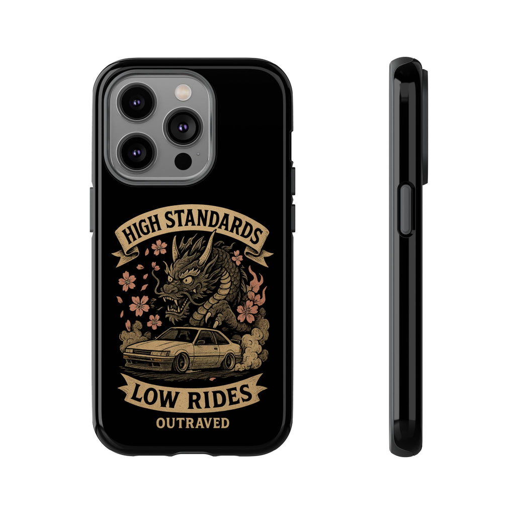Phone Case — "High Standards Low Rides" Retro Dragon Car Design