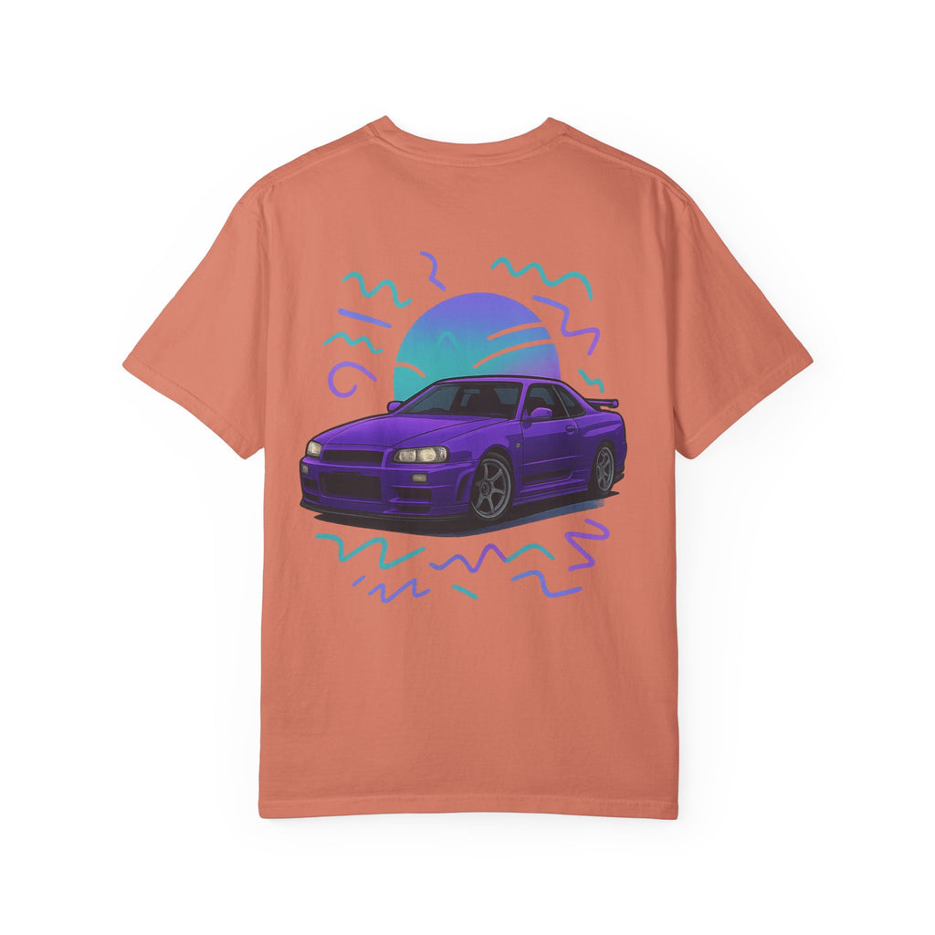 A Retro Skyline R34 T-Shirt — Purple JDM Car Graphic Tee