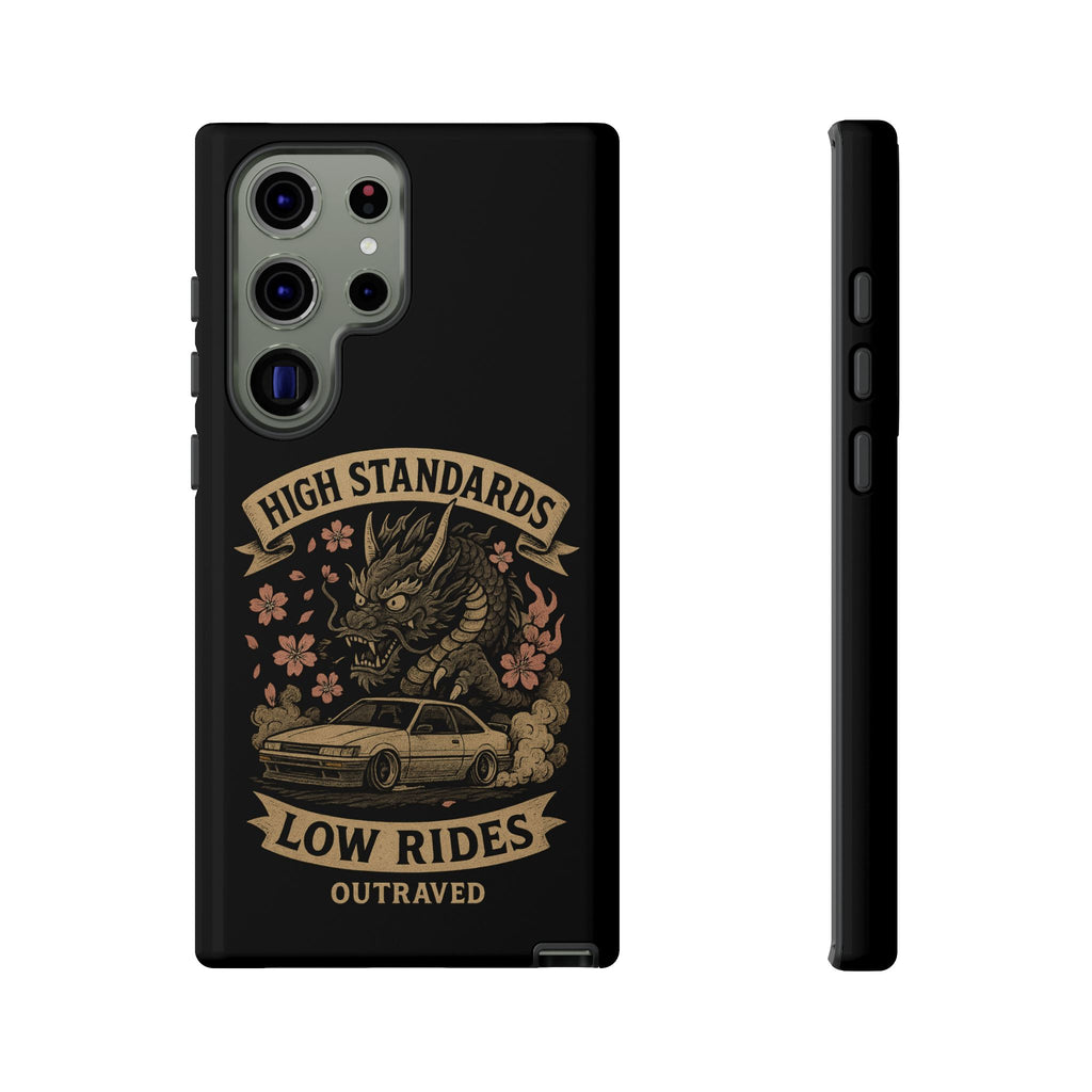 Phone Case — "High Standards Low Rides" Retro Dragon Car Design