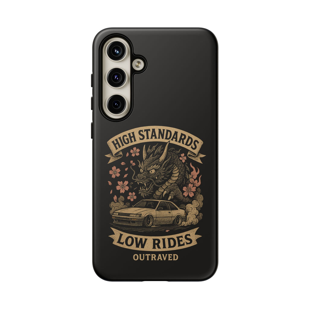 Phone Case — "High Standards Low Rides" Retro Dragon Car Design