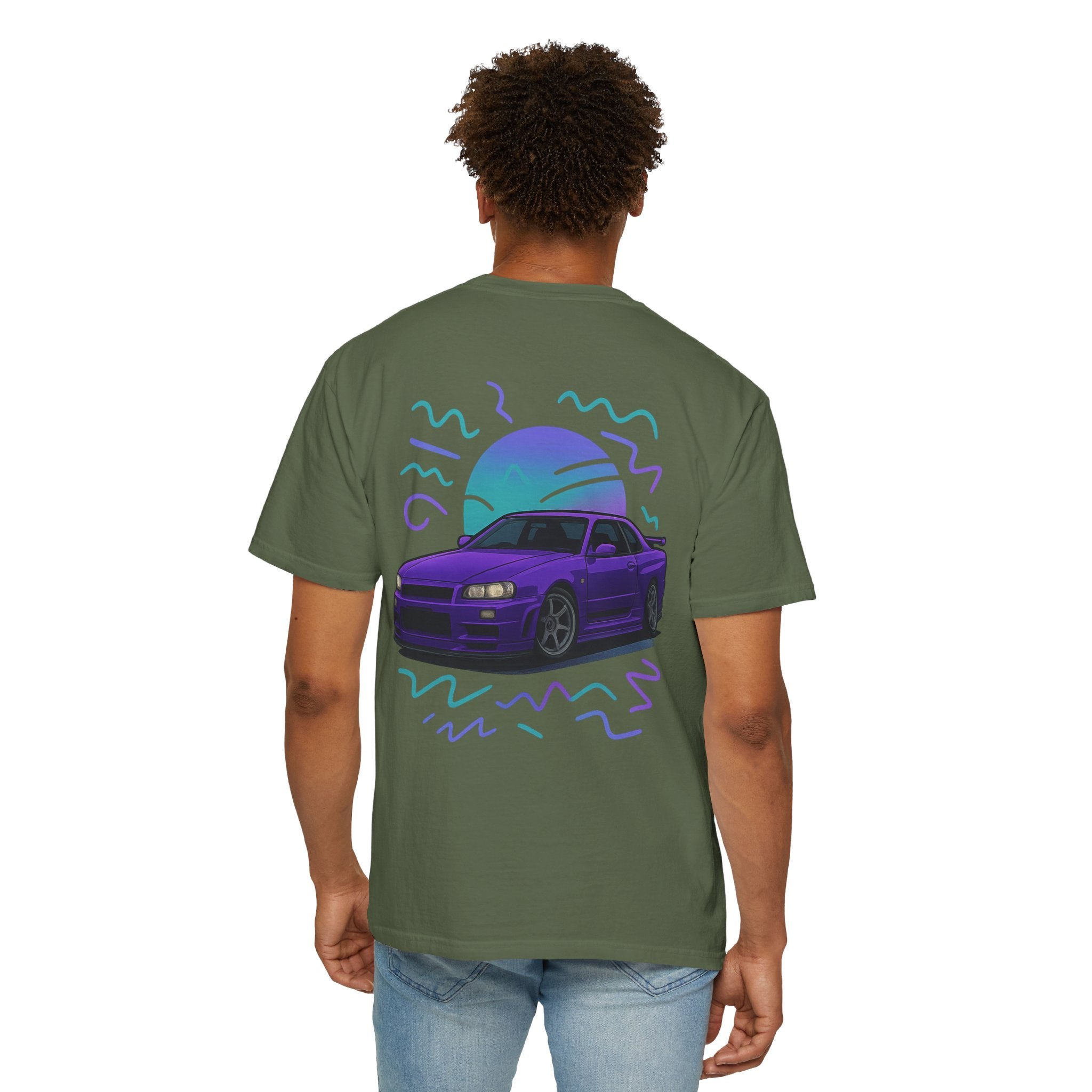 A Retro Skyline R34 T-Shirt — Purple JDM Car Graphic Tee