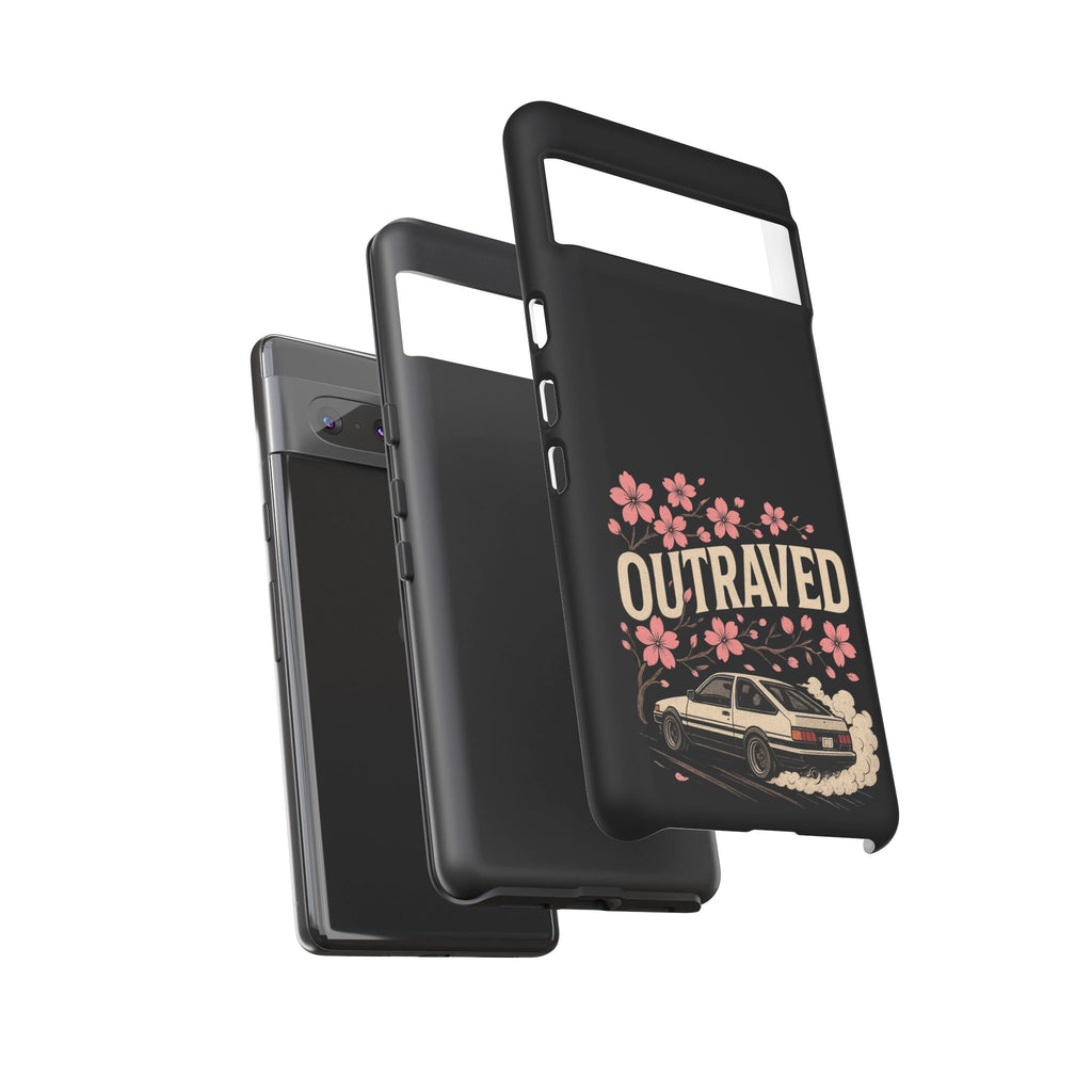 Phone Case — “Outraved” Drift Car Graphic with Cherry Blossoms