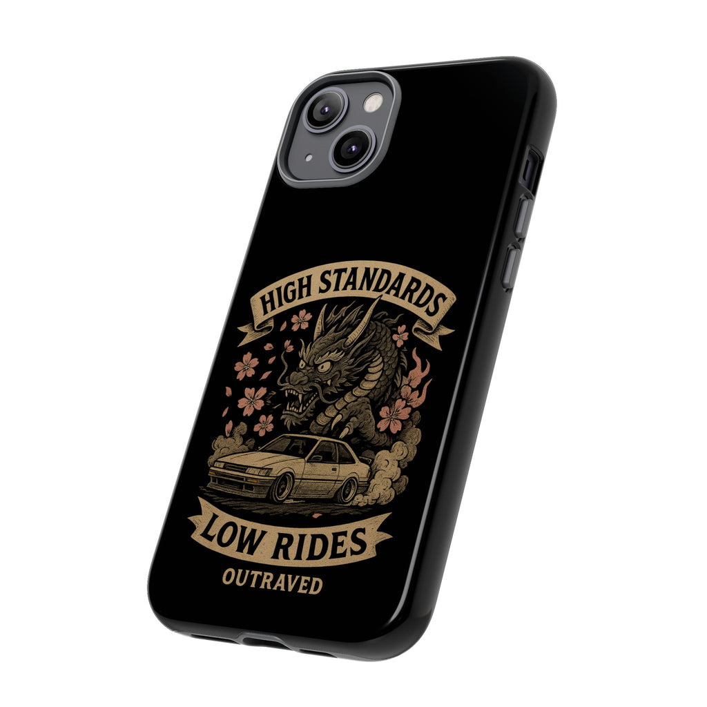 Phone Case — "High Standards Low Rides" Retro Dragon Car Design