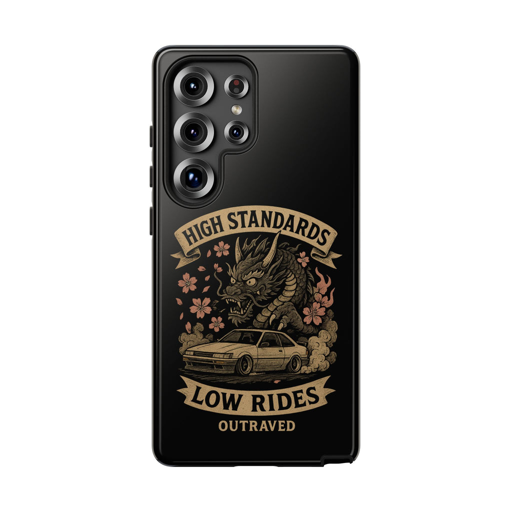 Phone Case — "High Standards Low Rides" Retro Dragon Car Design