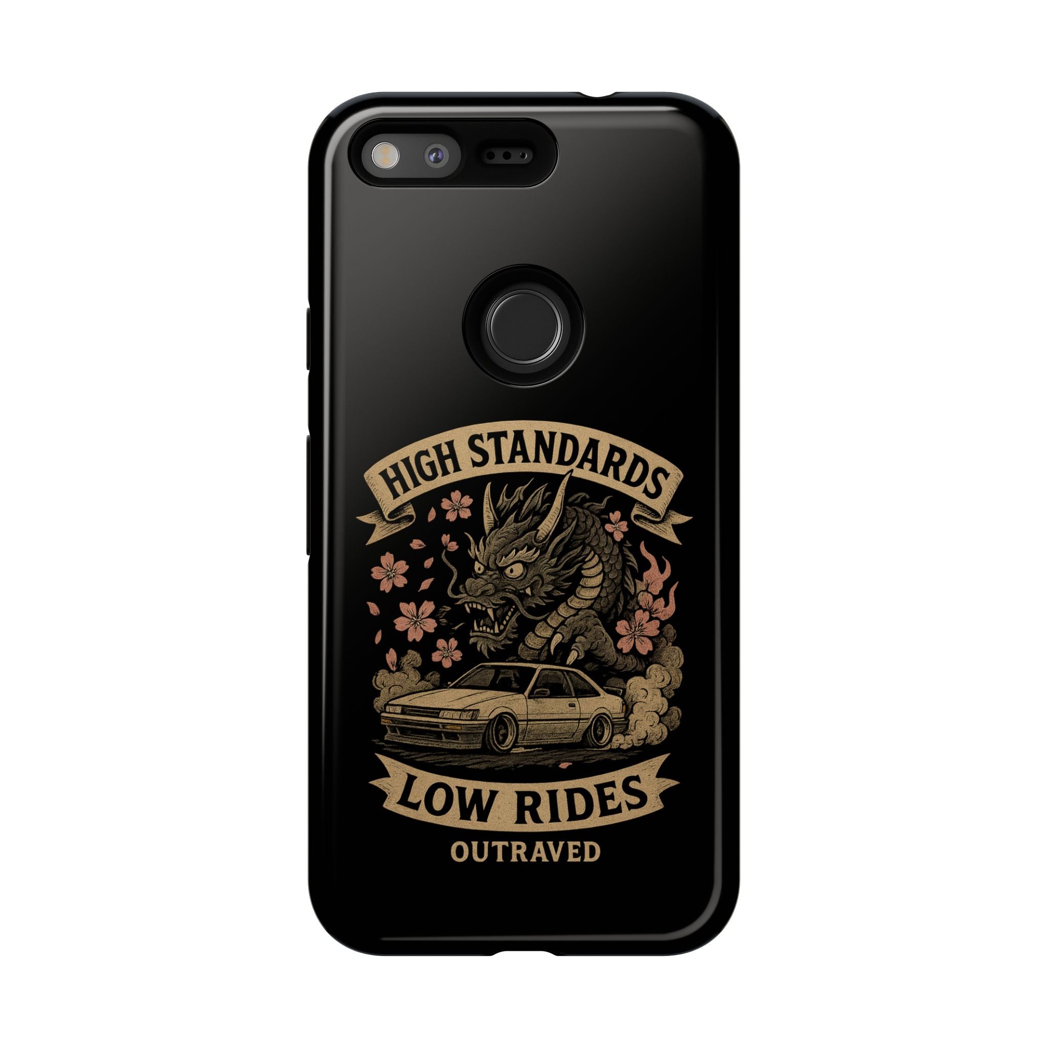 Phone Case — "High Standards Low Rides" Retro Dragon Car Design