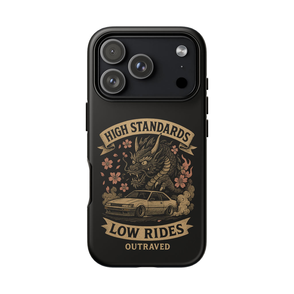 Phone Case — "High Standards Low Rides" Retro Dragon Car Design