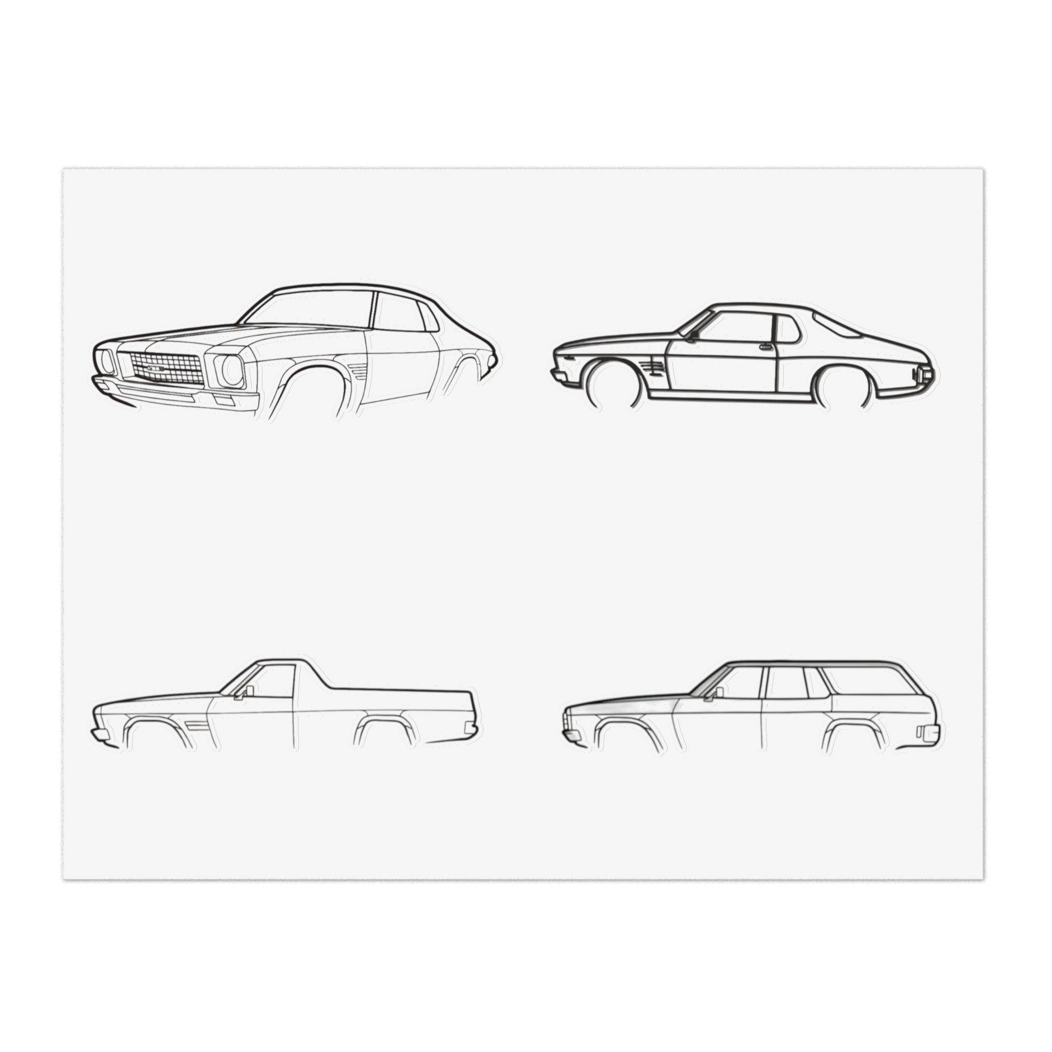 Stickers Hq for you Outline Sticker Sheet — Vintage Automobile Decal Pack