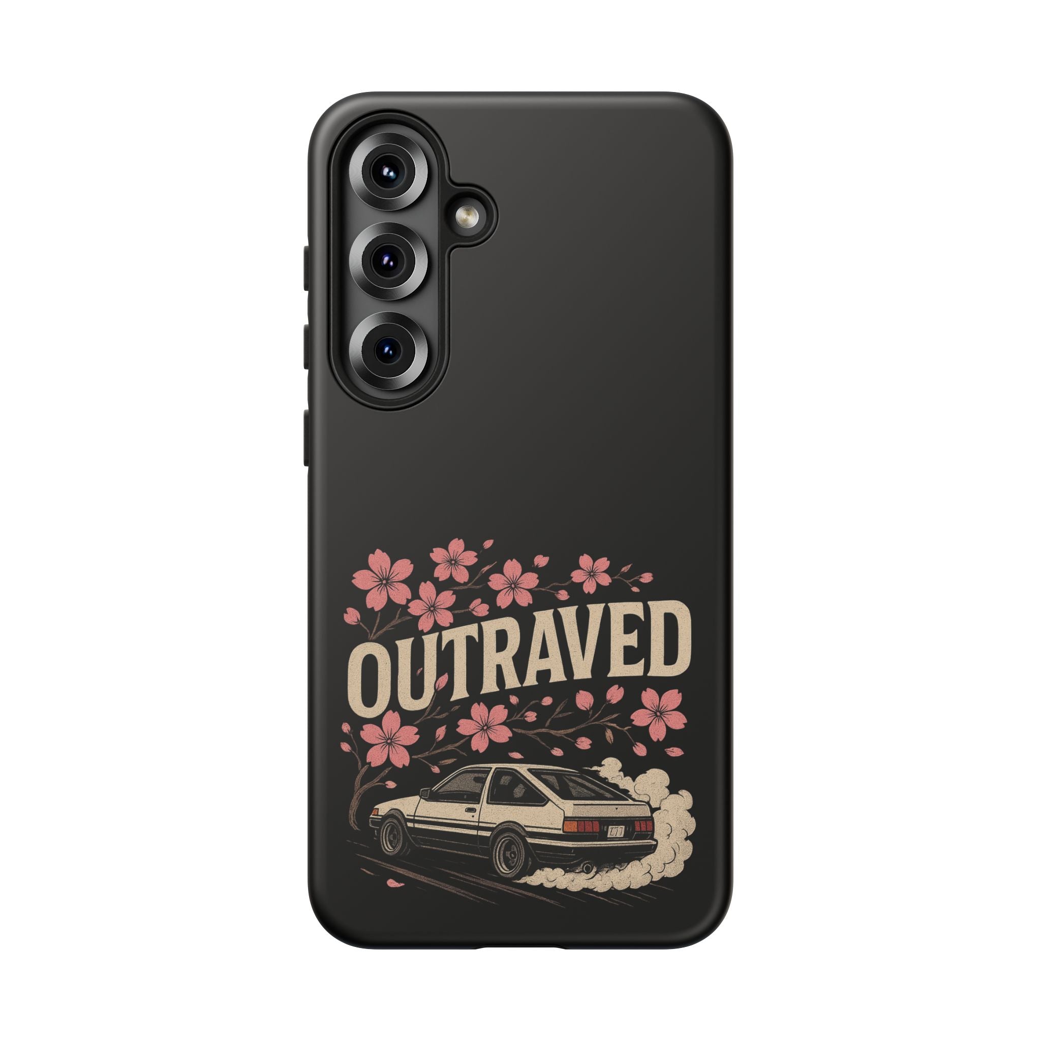 Phone Case — “Outraved” Drift Car Graphic with Cherry Blossoms