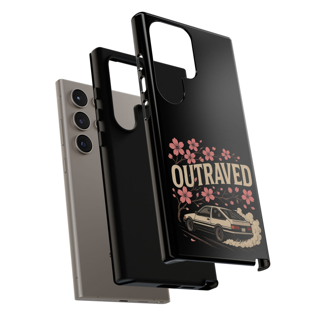 Phone Case — “Outraved” Drift Car Graphic with Cherry Blossoms