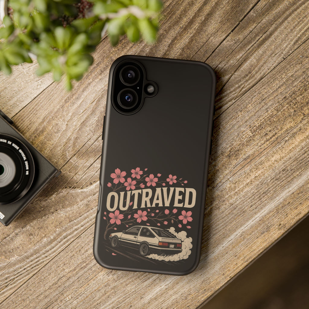 Phone Case — “Outraved” Drift Car Graphic with Cherry Blossoms