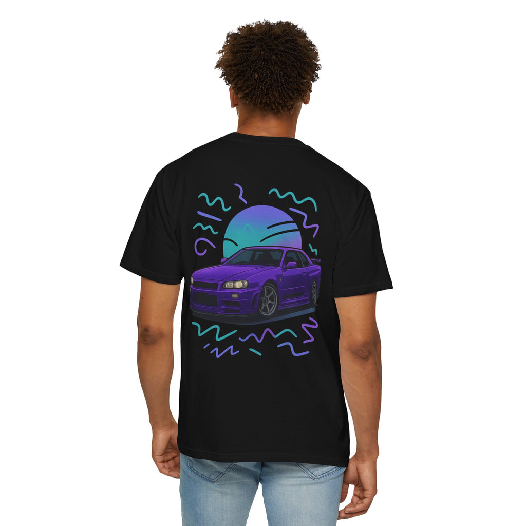 A Retro Skyline R34 T-Shirt — Purple JDM Car Graphic Tee