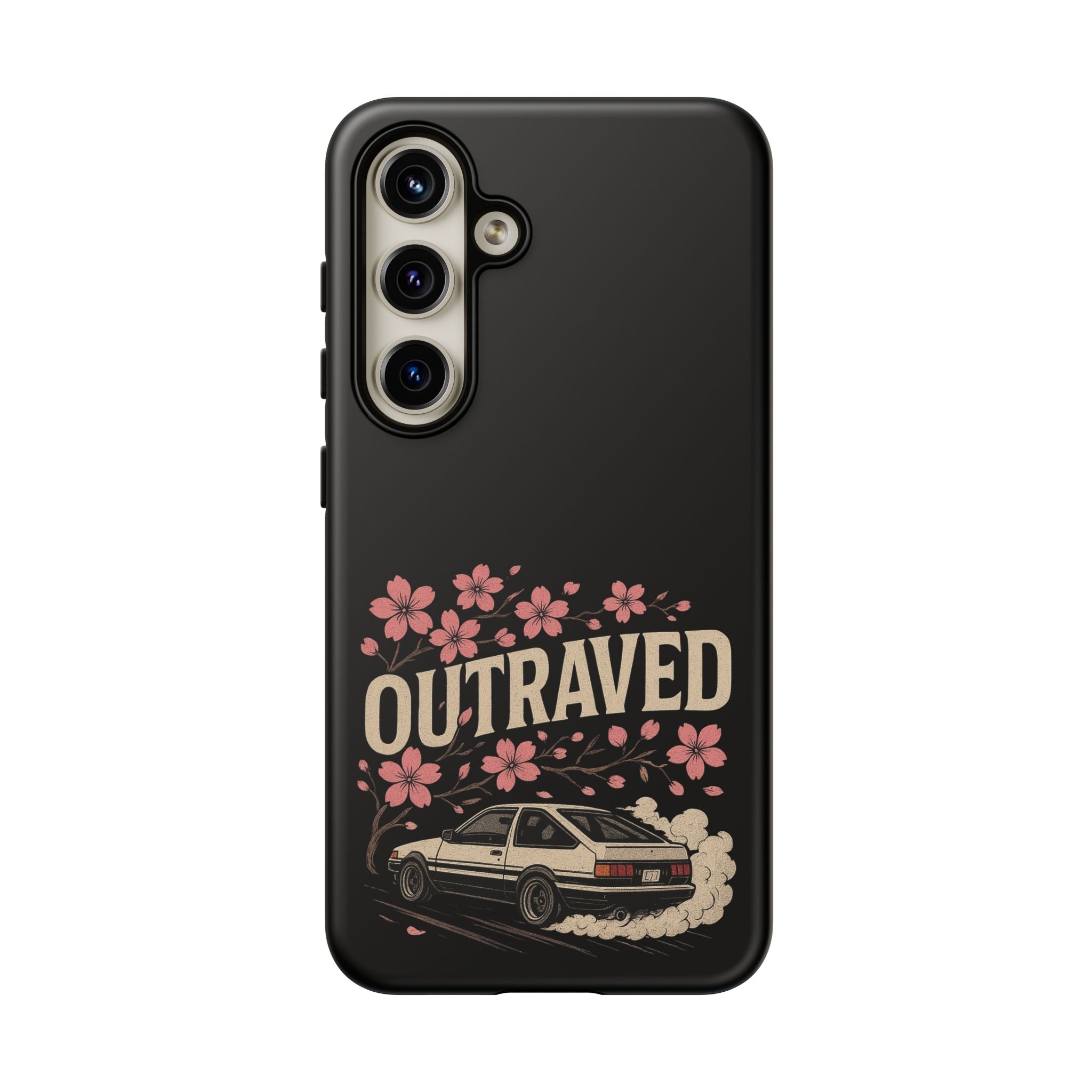 Phone Case — “Outraved” Drift Car Graphic with Cherry Blossoms