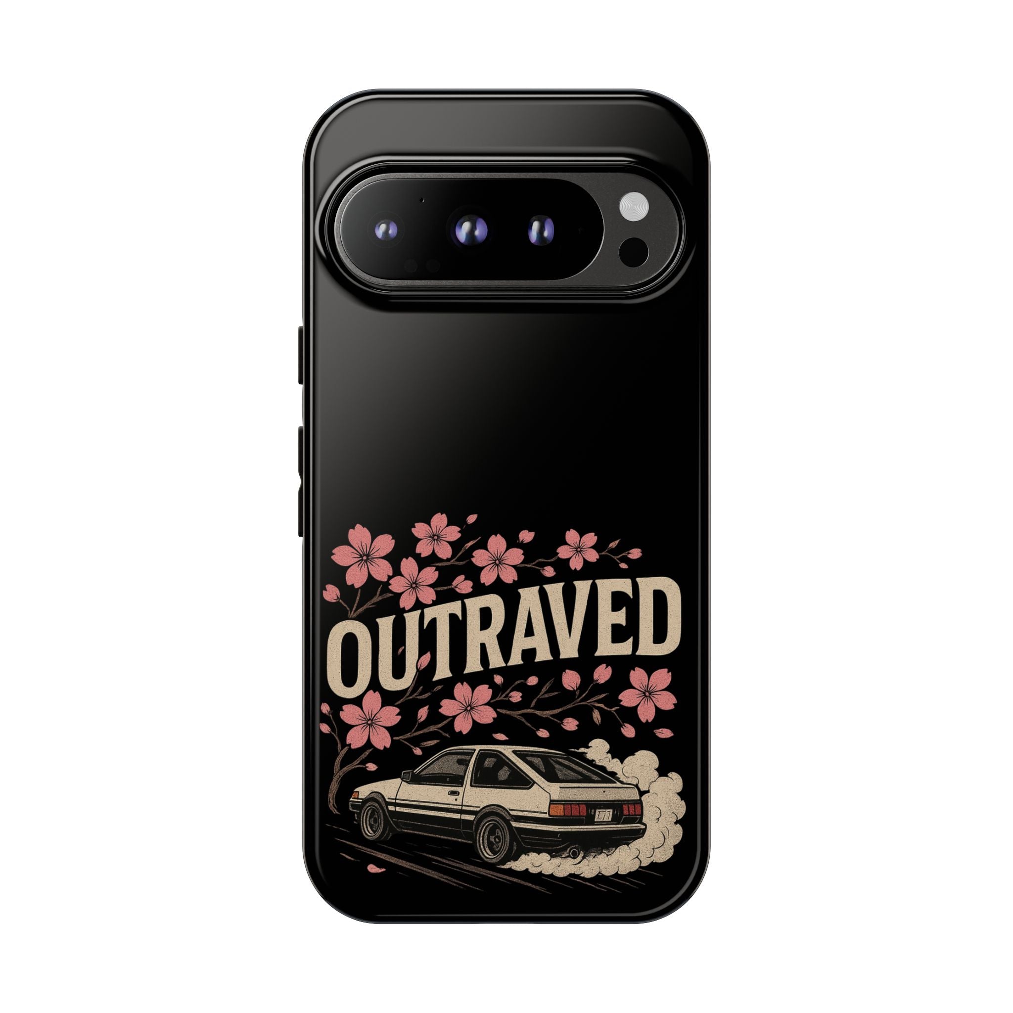 Phone Case — “Outraved” Drift Car Graphic with Cherry Blossoms