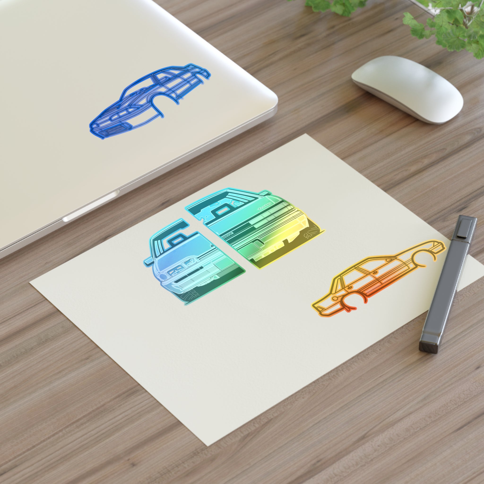 Stickers Fully sick vl brah Line Art Sticker Sheet — Retro Car Outline Decals