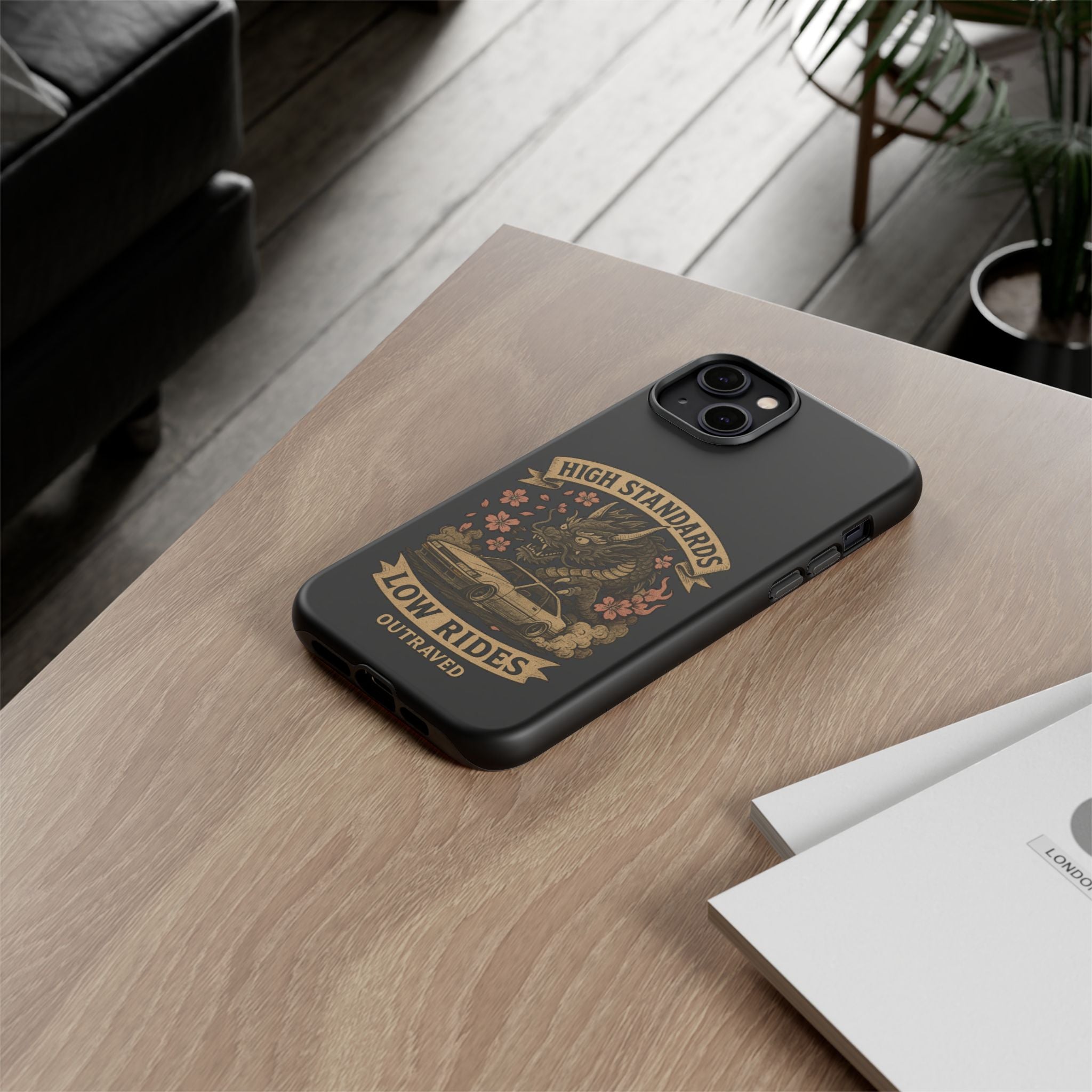 Phone Case — "High Standards Low Rides" Retro Dragon Car Design