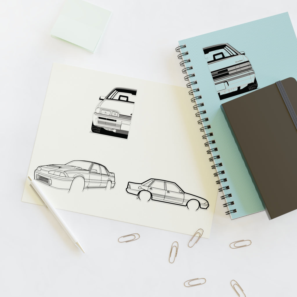 Stickers Fully sick vl brah Line Art Sticker Sheet — Retro Car Outline Decals