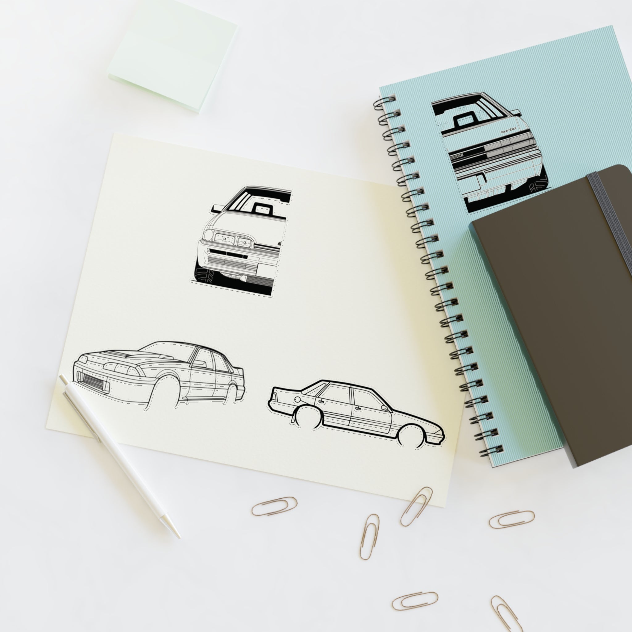 Stickers Fully sick vl brah Line Art Sticker Sheet — Retro Car Outline Decals