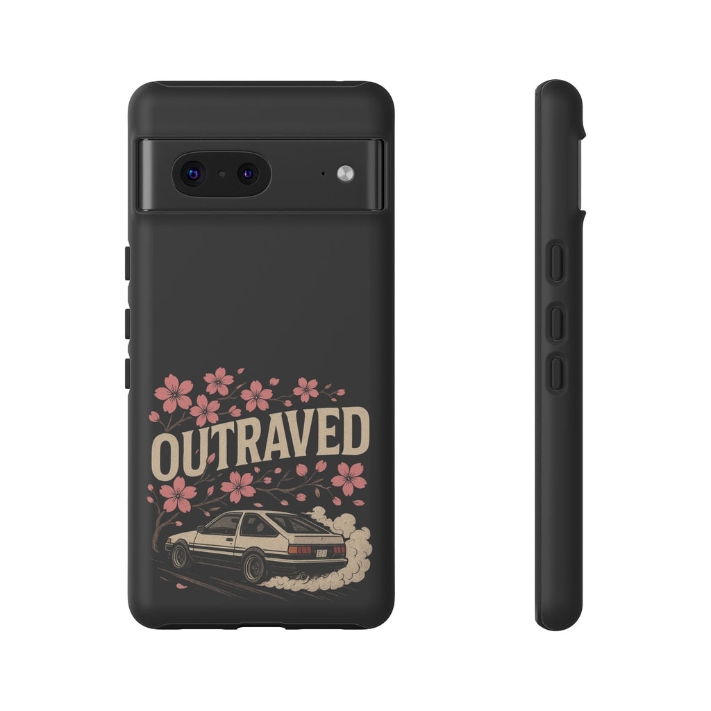 Phone Case — “Outraved” Drift Car Graphic with Cherry Blossoms