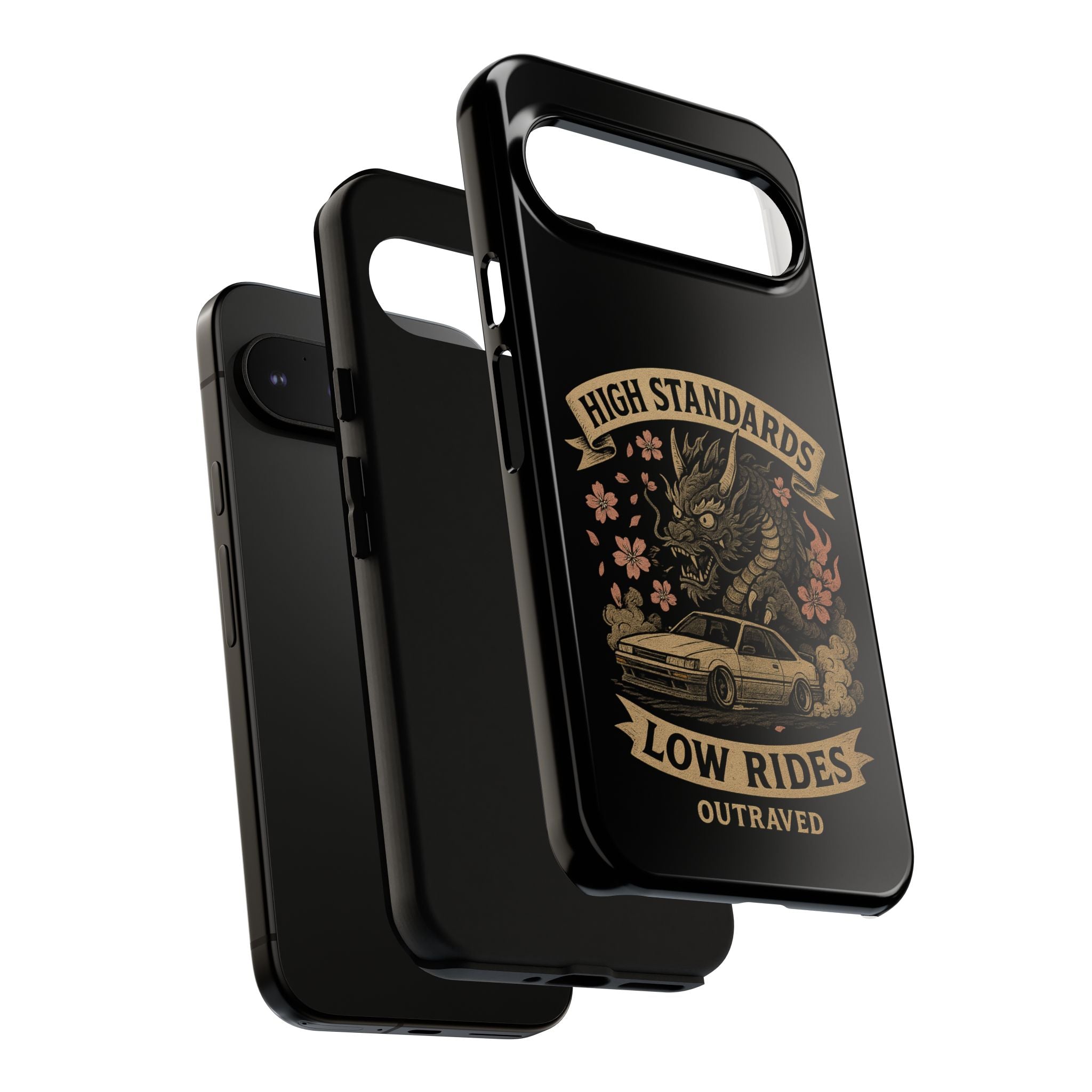 Phone Case — "High Standards Low Rides" Retro Dragon Car Design