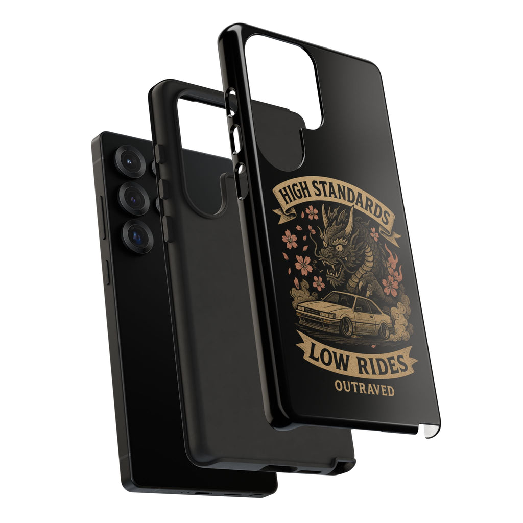 Phone Case — "High Standards Low Rides" Retro Dragon Car Design