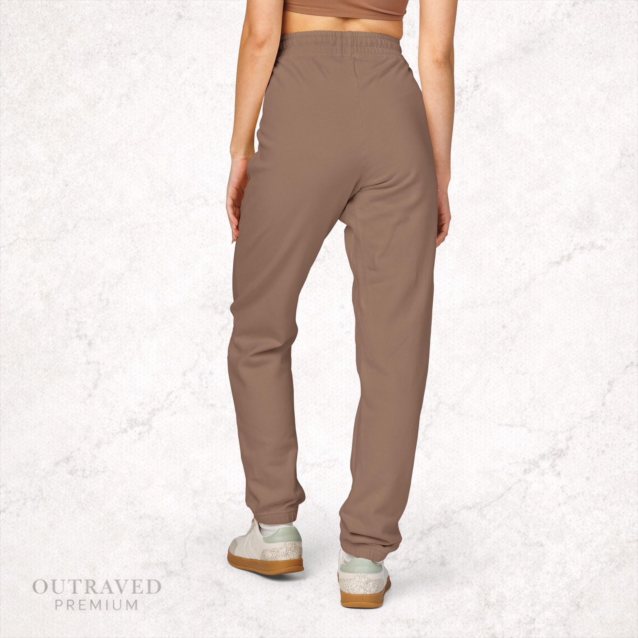 Garment-Dyed Fleece Sweatpants — Olive Joggers with White Side Logo