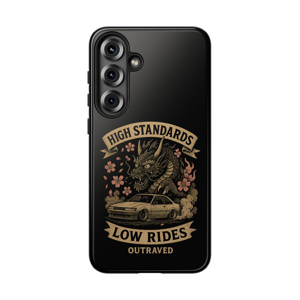 Phone Case — "High Standards Low Rides" Retro Dragon Car Design