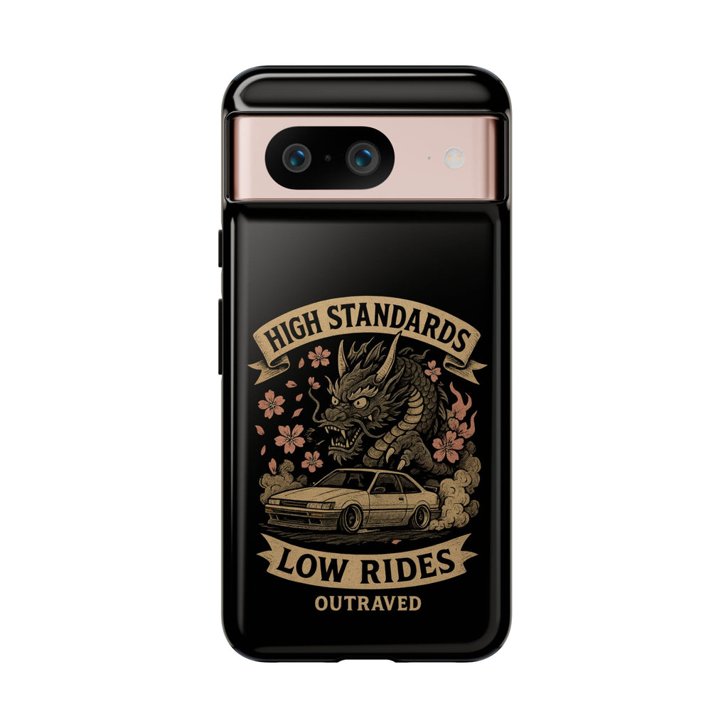 Phone Case — "High Standards Low Rides" Retro Dragon Car Design