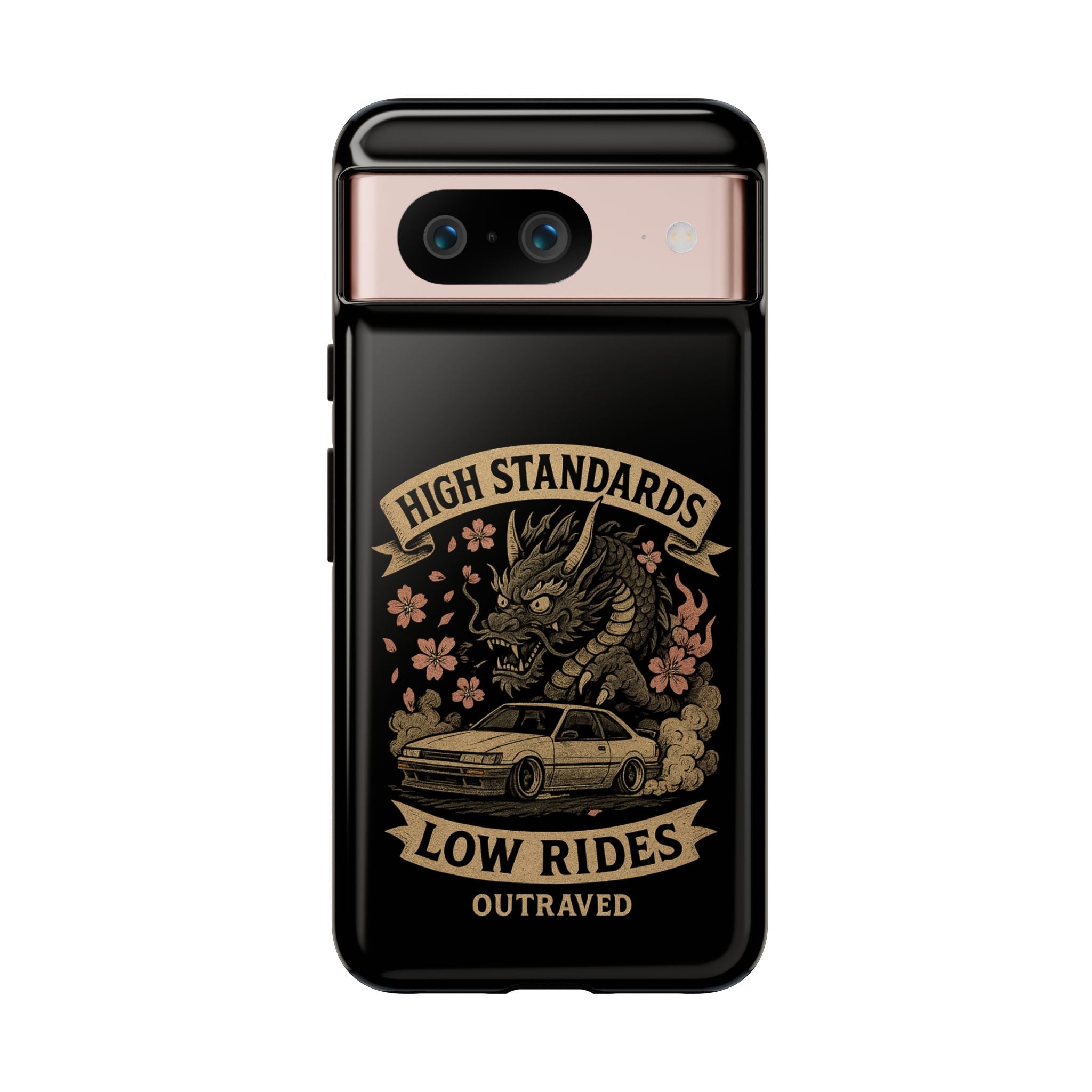 Phone Case — "High Standards Low Rides" Retro Dragon Car Design