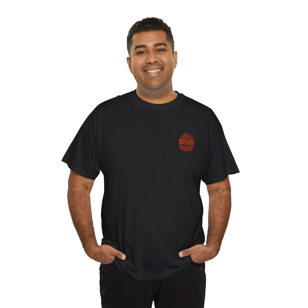 Outraved Flames Graphic Tee — Vintage Car & Woman Back Print