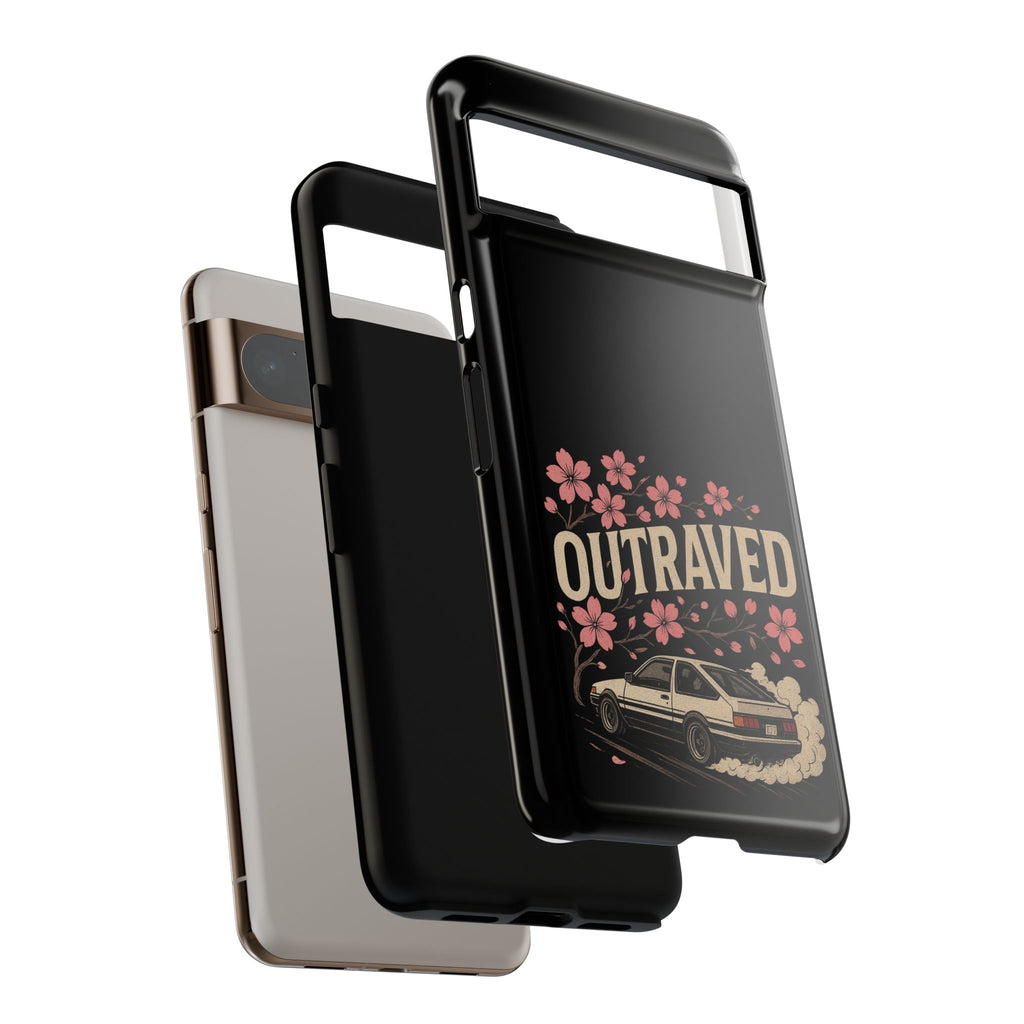 Phone Case — “Outraved” Drift Car Graphic with Cherry Blossoms