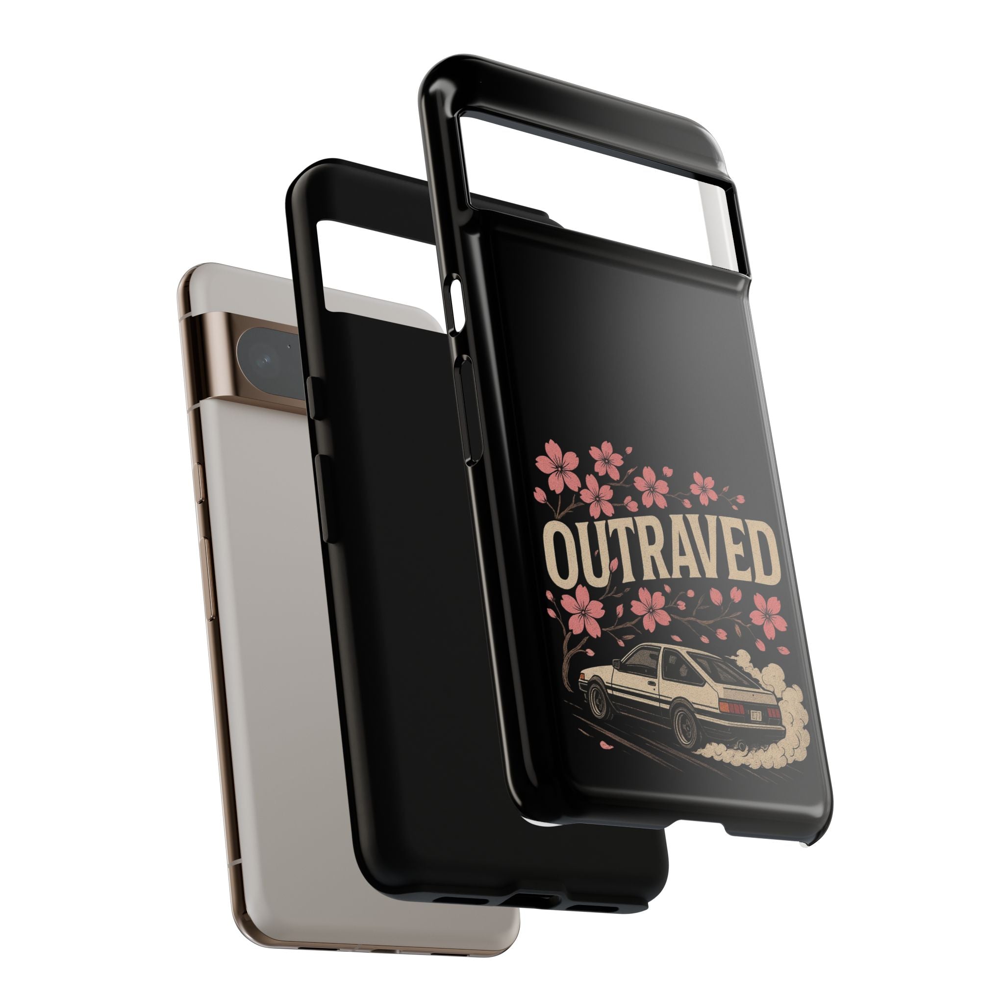 Phone Case — “Outraved” Drift Car Graphic with Cherry Blossoms